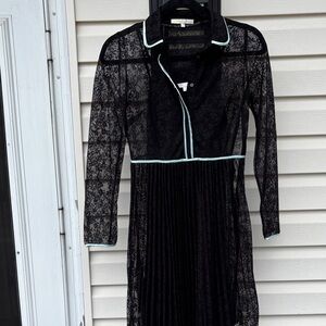 Maje Ladies Black Lace Long Sleeve blue trim-S